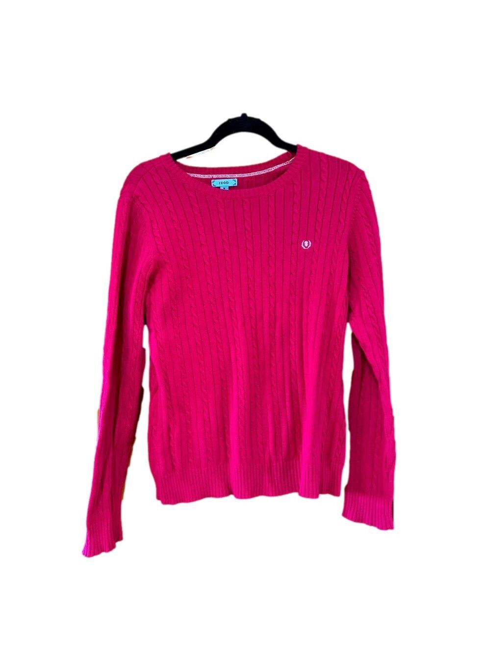 IZOD Women's Hot Pink Cable Knit Sweater Medium